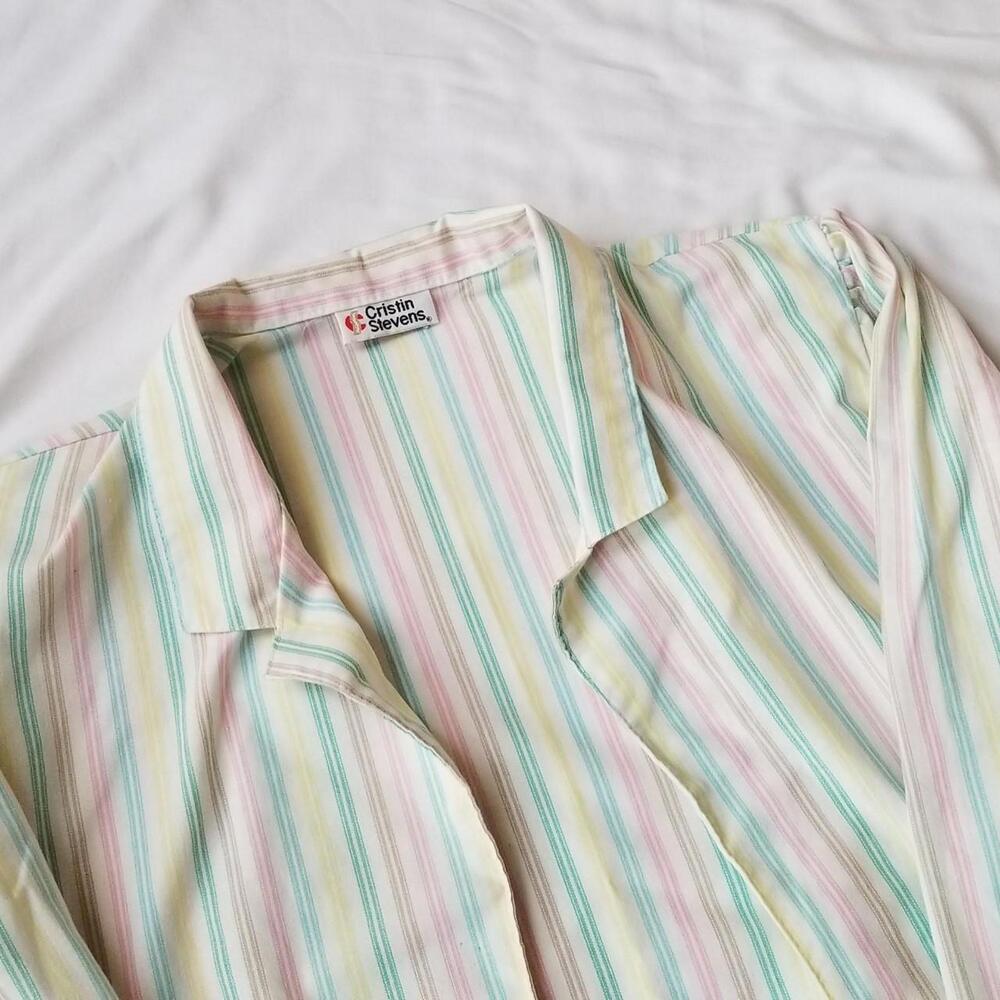 Christin Steven's 80's pastel pin striped light weight blazer jacket